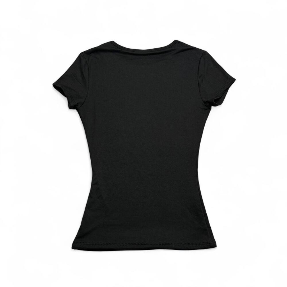 Black Y2K Mcbling Hearts Faded Love Black Short Sleeve Baby Tee Very Size M - Picture 6 of 7